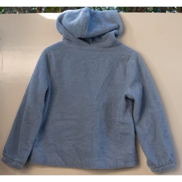 Women's Ann Taylor LOFT Baby Blue Pullover Sherpa Hoodie Sweatshirt Size Large - Picture 4 of 5